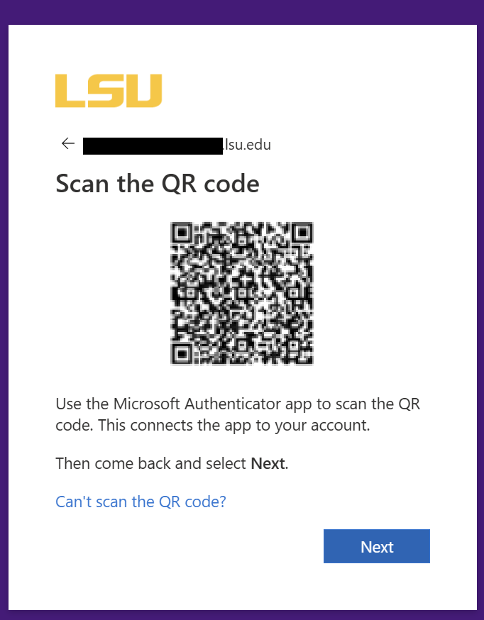 a prompt to scan a qr code to set up microsoft authenticator